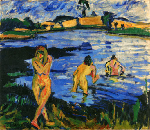 Badende am Teich (Moritzburg), 1910, Busch-Reisinger Museum, Harvard University Art Museum, Cambridge/Mass.