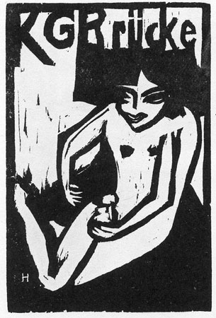 Titelholzschnitt zum Brücke-Katalog der Galerie Arnold, Dresden, 1910