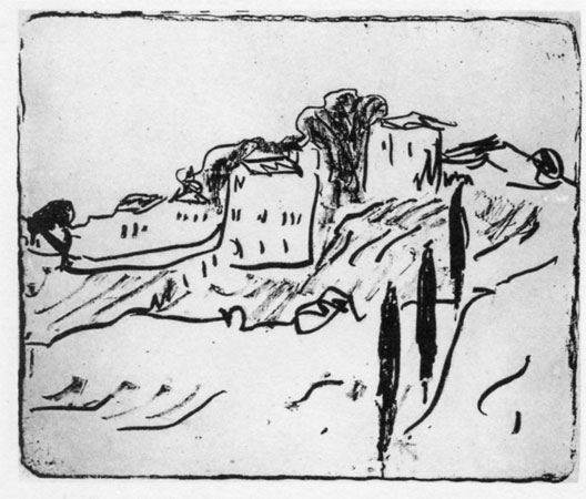 Häuser am Hügel, Italien, 1909