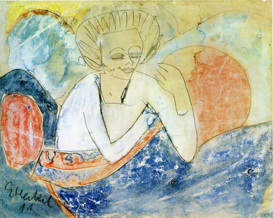 Frau zwischen Kissen, Siddi, 1911