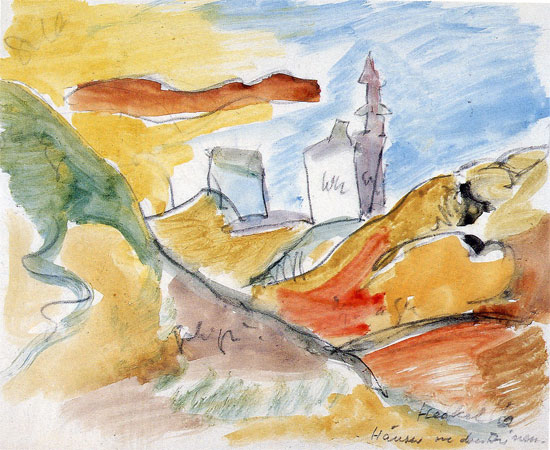 Häuser in den Dünen, bei Ostende, 1916