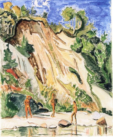 Badende vor steilem Ufer, 1933