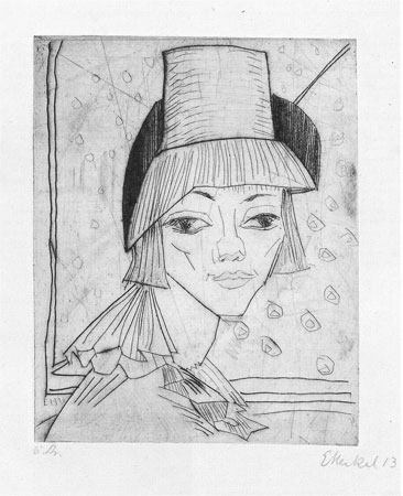 Mädchen mit hohem Hut, 1913