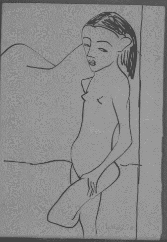 1987 + 2002 – Kopie nach derZeichnung Stehendes Kind, 1910 – aus verschiedenen Quellen im Kunsthandel