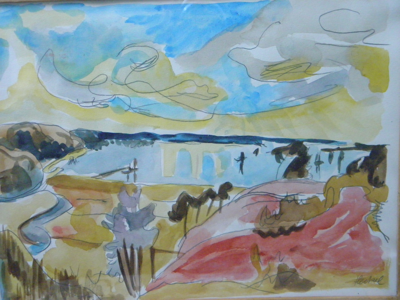 1920, Blick auf die Förde, Brücke Museum, Berlin – 1961 Verlag Brockmann Nachf.